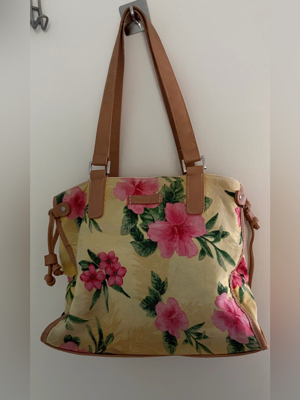 Jamaica Bay yellow hibiscus flower purse pink tiki tropical
